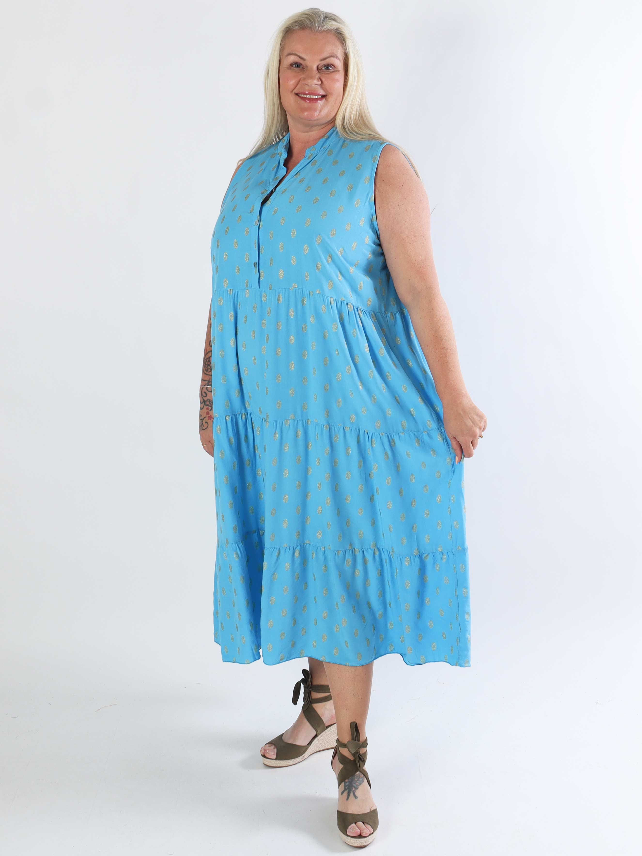 Dotti Gold Sleeveless - Plus size kjole med lag på lag look i viskose